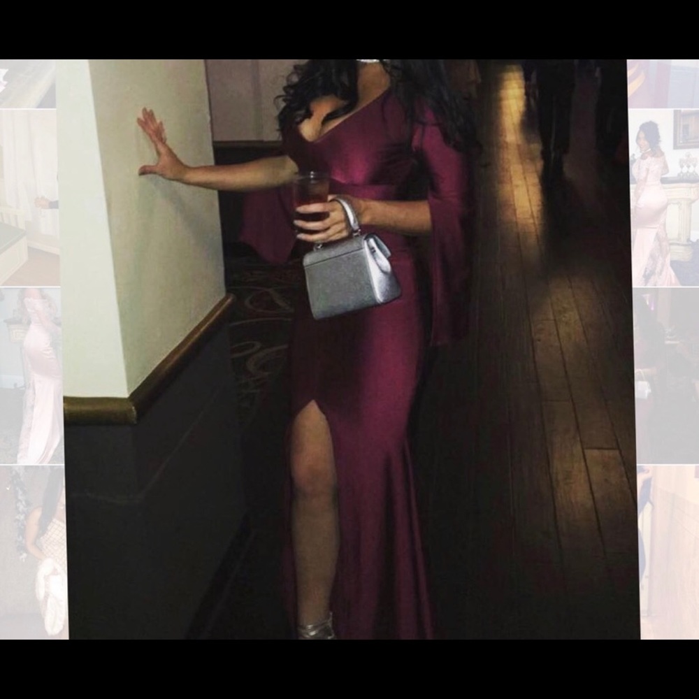 Burgundy wedding guest dress